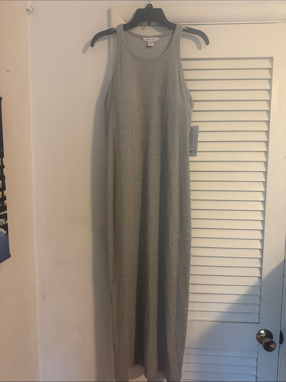 Athleta Grey Signature Ribbed Maxi Dress size L